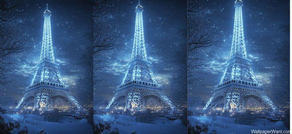 Eiffel Tower Night View in Winter for Desktop